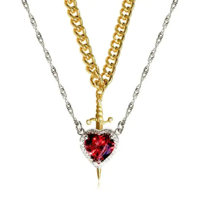 Sword and Heart Couple Necklace