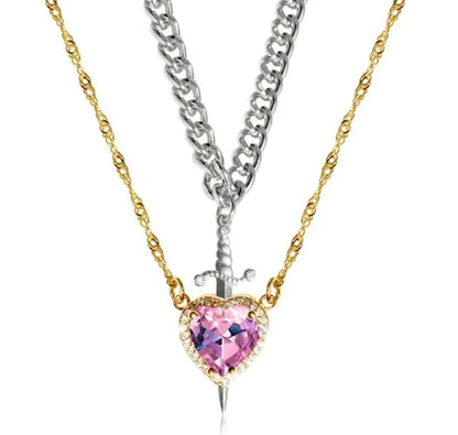 Sword and Heart Couple Necklace