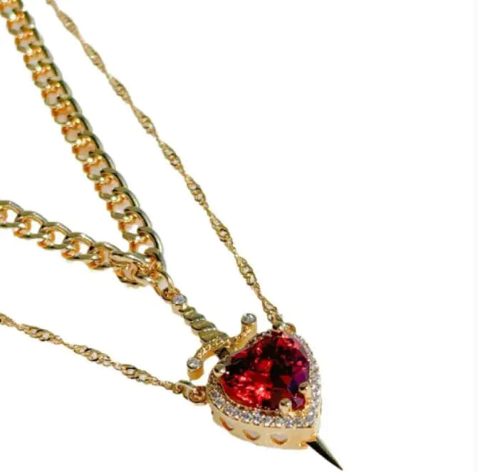 Sword and Heart Couple Necklace