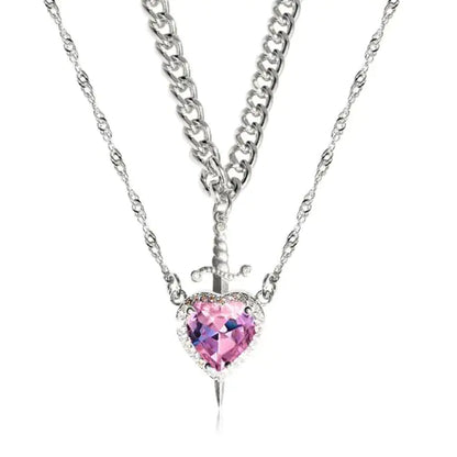 Sword and Heart Couple Necklace